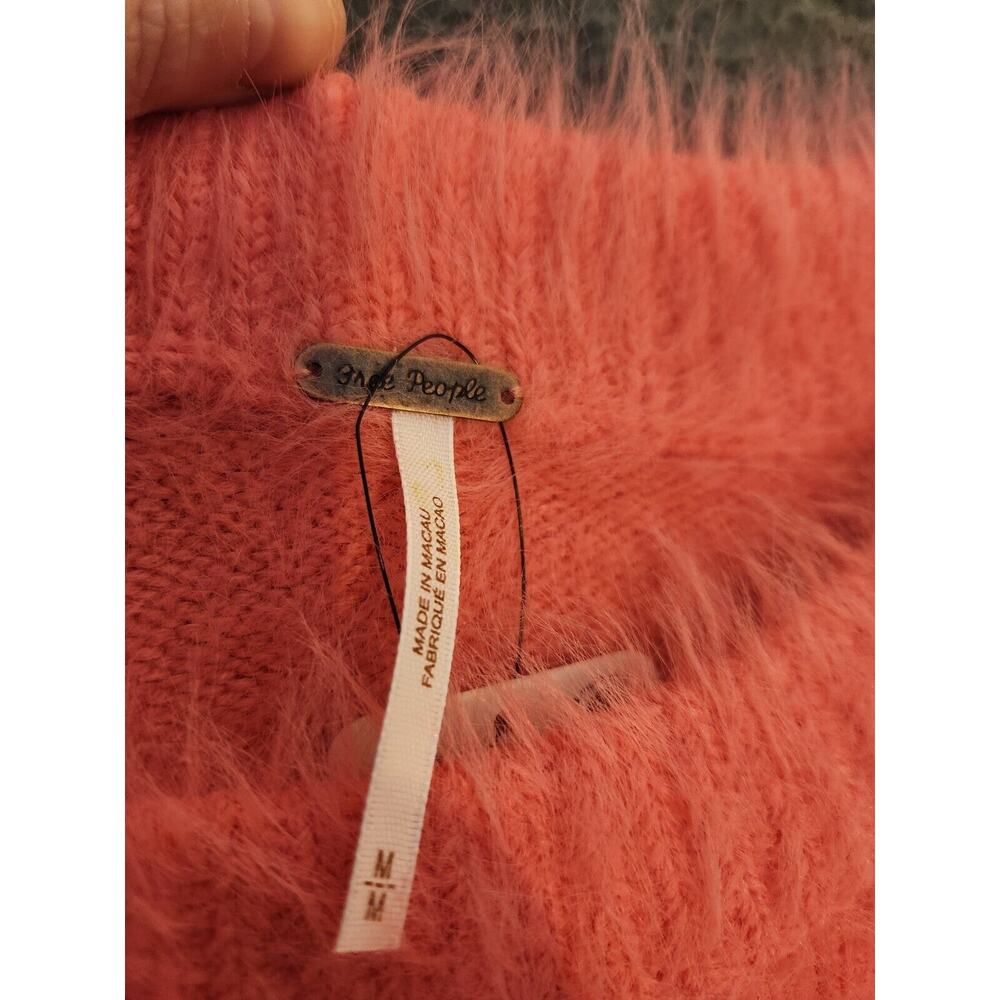 Free‎ People Harrison Fuzzy Oversized Sweater M Pink Teddy Furry Eyelash NWT - Picture 7 of 10